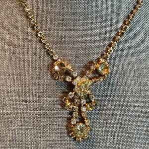 Vintage Rhinestones in Gold-tone Necklace